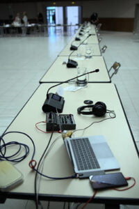 nce table with microphones