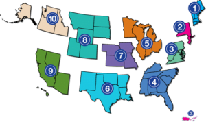 map of the US showing the 10 ADA centers