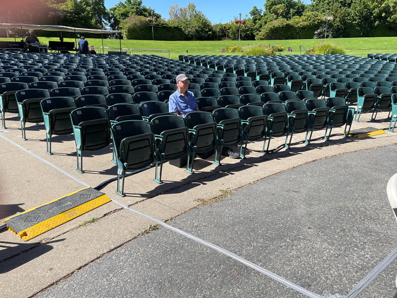 temporary hearing loop outdoors around one section of seating