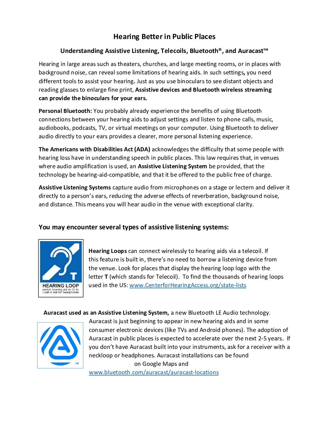 Assistive Listening Systems-Hearing Better in Public Places