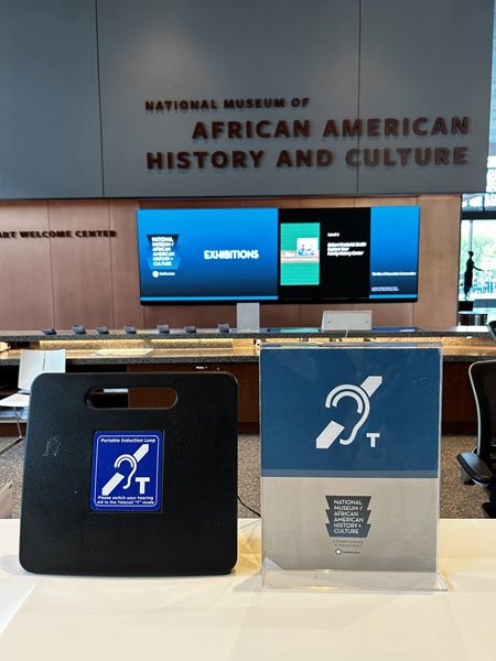 Portable counter loop and sign at the African American History and Culture Museum