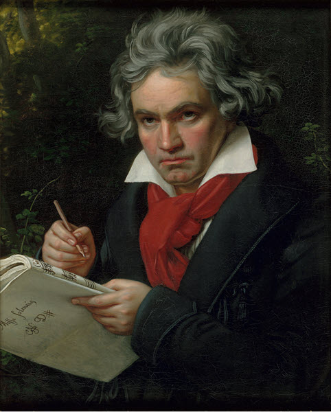 Beethoven with the Manuscript of the Missa Solemnis (1820)