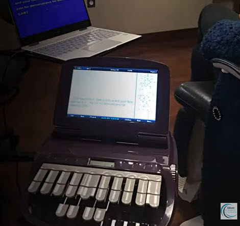 CART-Eye appointment showing stenography equipment. From Gibson Reporting