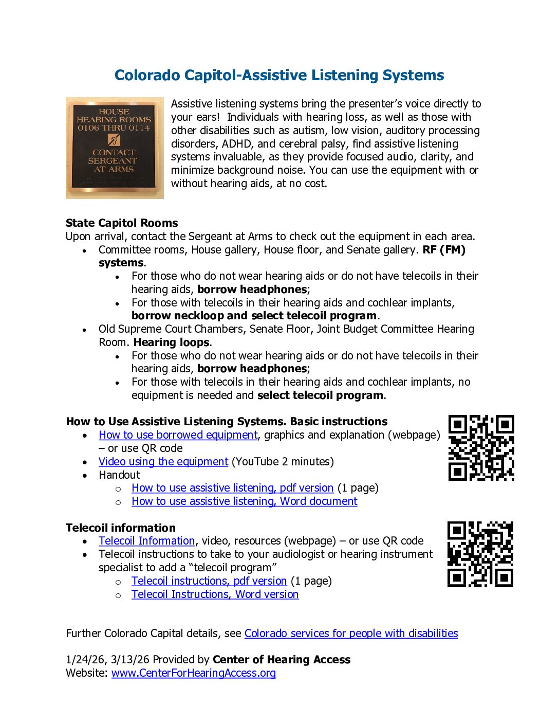 Colorado Capitol-Assistive Listening Systems