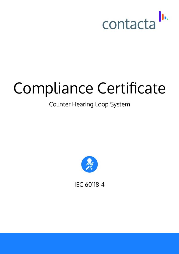 Compliance Certificate: Counter Hearing Loop System