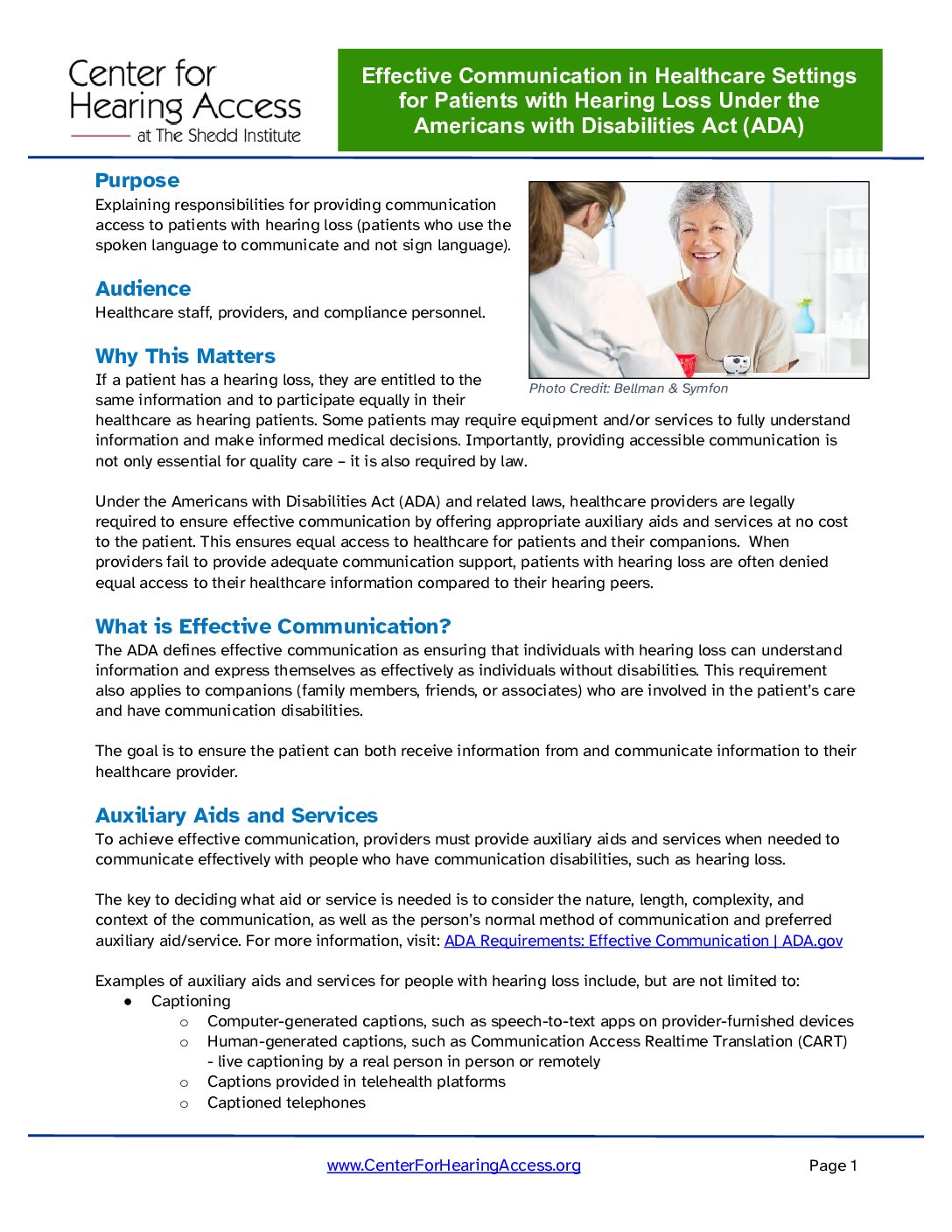 Effective Communication in Healthcare Settings for Patients with Hearing Loss Under the ADA