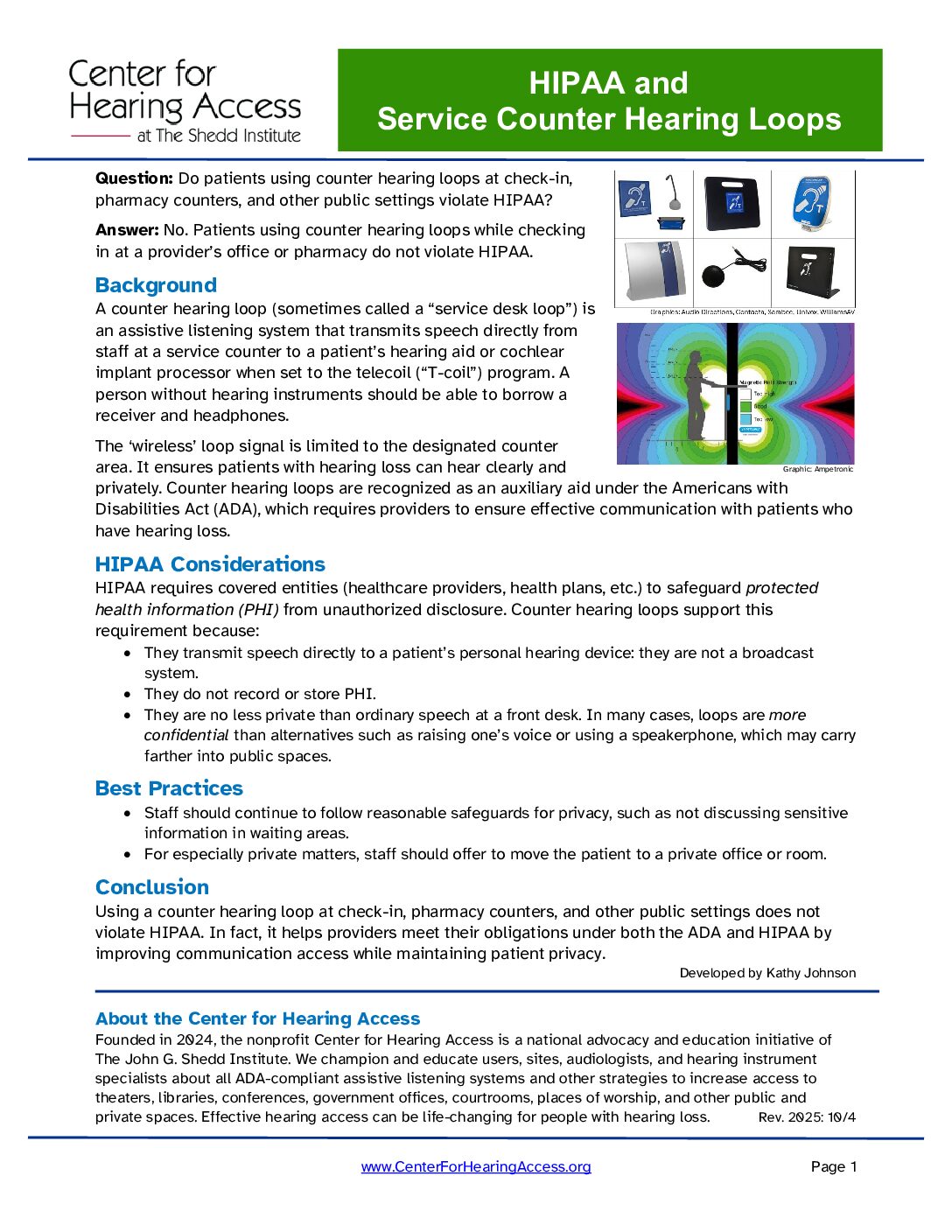 HIPAA and Service Counter Hearing Loops HIPAA and Service Counter Hearing Loops