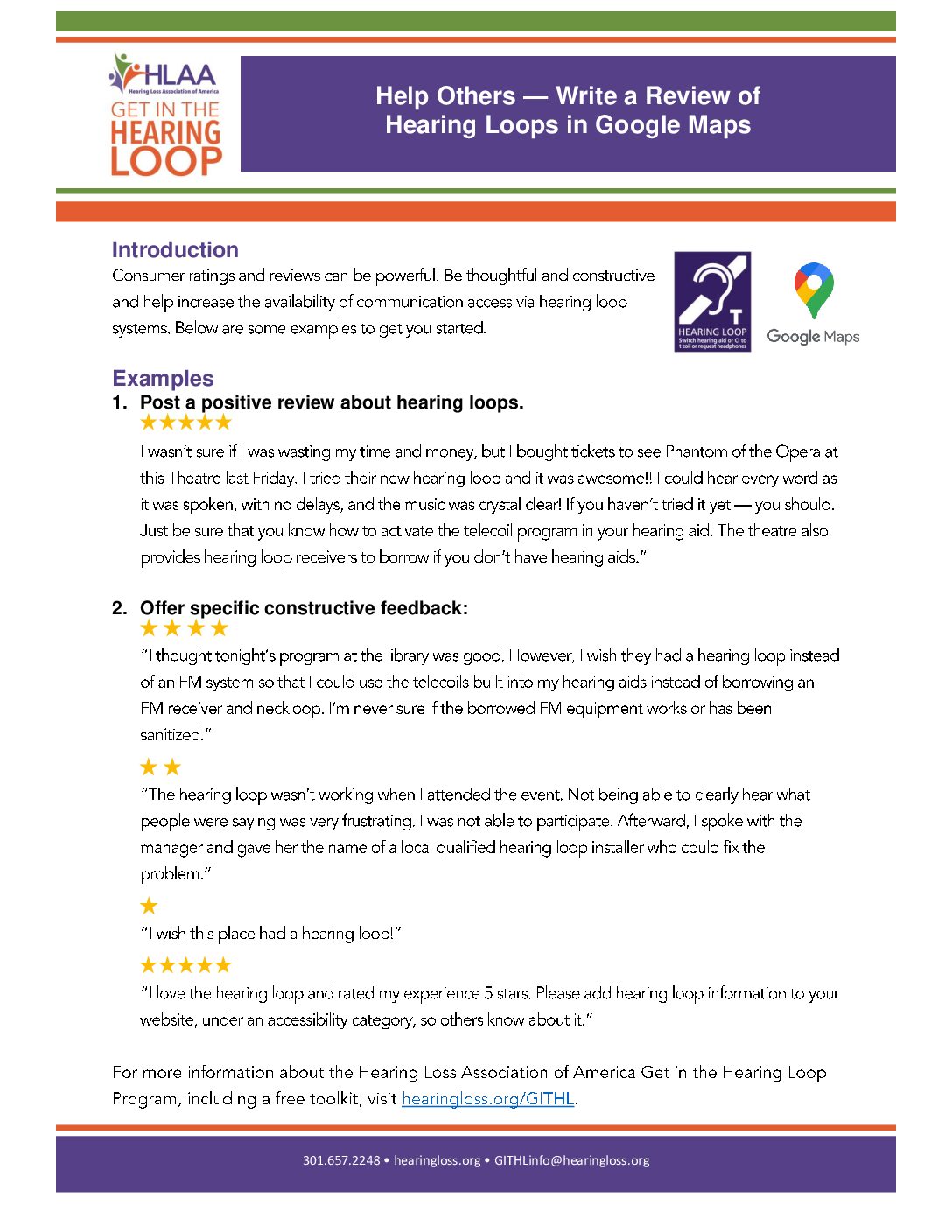 HLAA-Help Others Write a Review of Hearing Loops in Google Maps Google Maps-Help Others, Write a Review