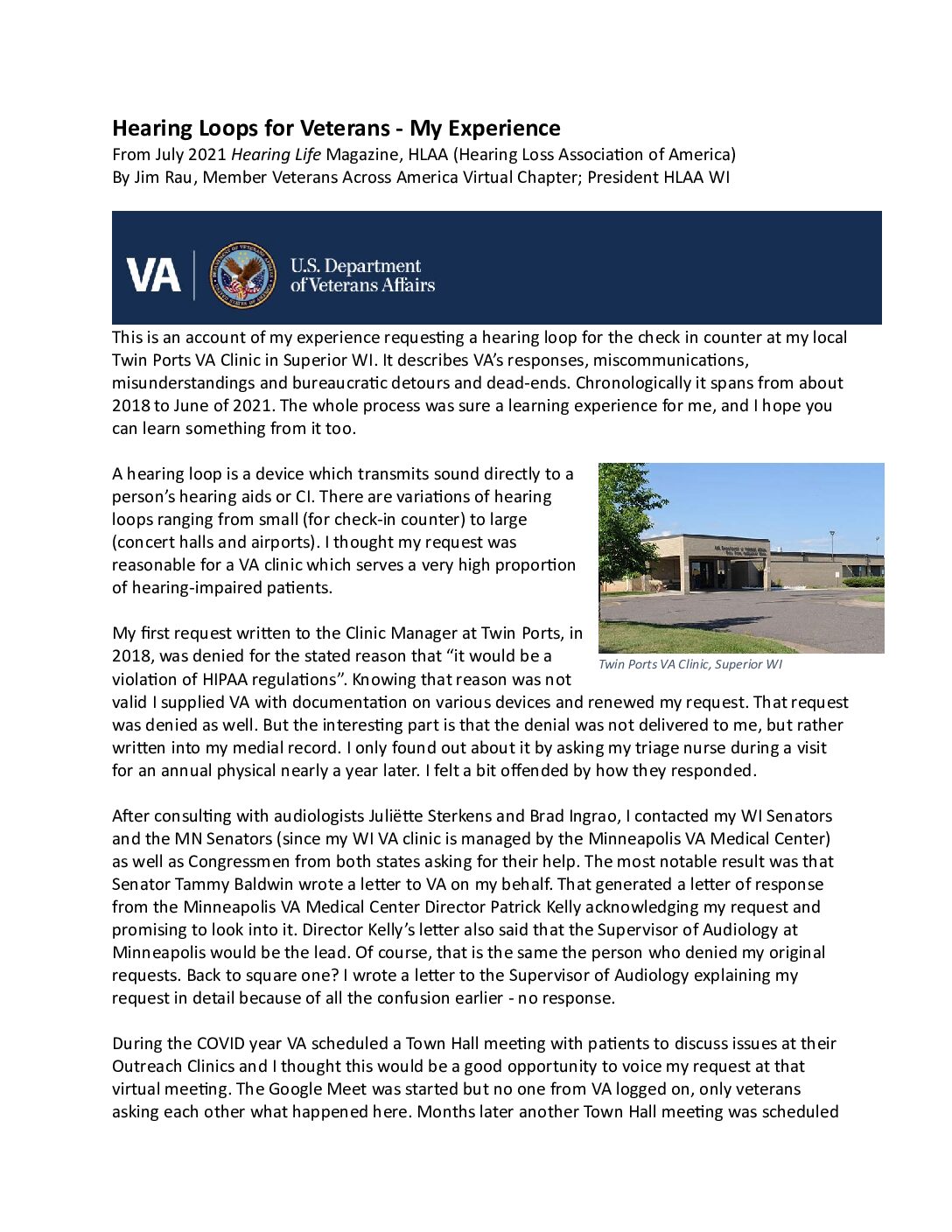 Rau 2021 Hearing Loops for Veterans - My Experience Hearing Loops for Veterans - My Experience
