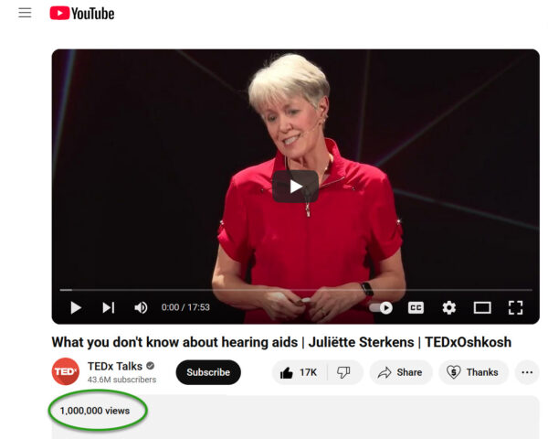 screenshot of TEDx 1 million views