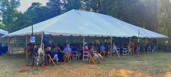 Temporary hearing loop around perimeter of tent