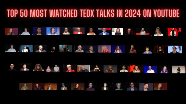 images of the Top 50 World's TEDx Most Watched TEDx Talks on YouTube in 2024-by Elaine Powell