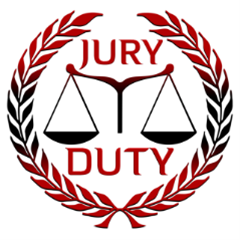 Jury duty with the two scales circled by leaves